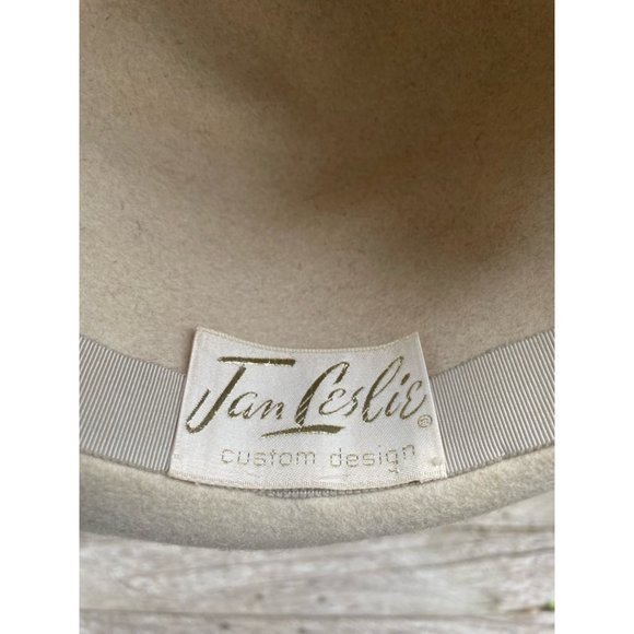 Vintage 1960s Felted Wool Bucket Hat Rhinestone Pearl Band Helios Jan Leslie - Picture 12 of 16